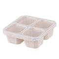 Square Divider Bento Box Reusable 4-compartment Food Container Snack Nuts with Lid Platter Wheat Straw Lunch Box KitchenSupplies